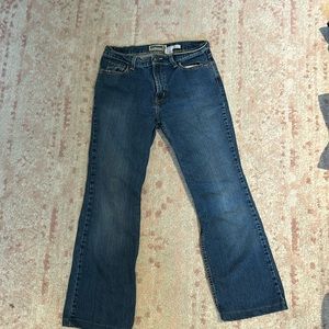 Dark blue, mid rise jeans
